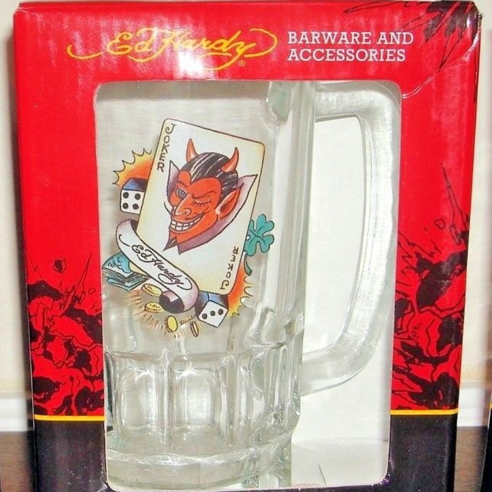 Ed Hardy 16 Fl. oz. Beer Mug Stein Gambling Devil